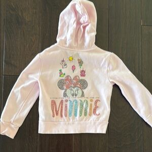 Disney Parks Girls Disney World Minnie Mouse Pink  Rhinestone embroidered hoodie